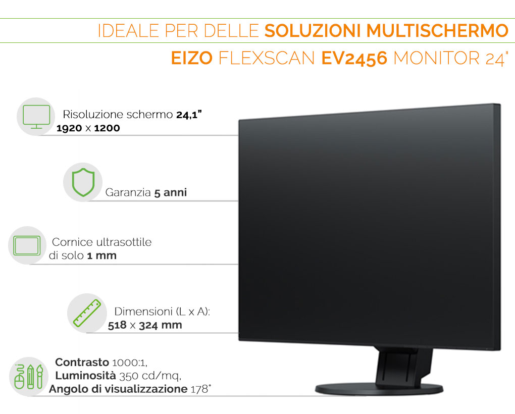 EIZO FlexScan EV2456 ideale per soluzioni multischermo
